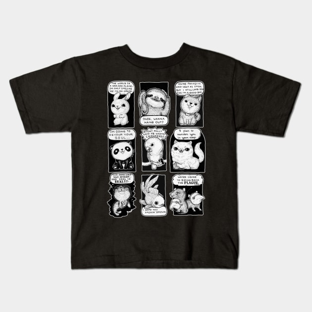 Cute Psycho Animals Kids T-Shirt by DukeCoffeeArt